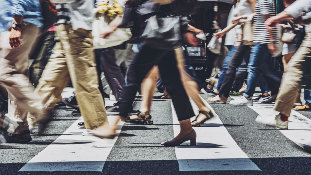 Pedestrians crossing road