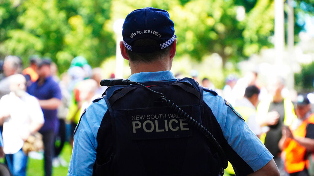 NSW Policeman caretaking at public event